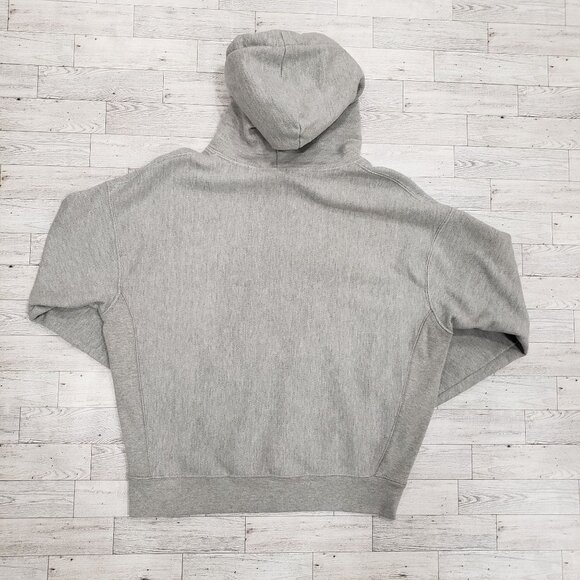 Champion Reverse Weave Hoodie Chenille Spellout Logo Streetwear Gray Mens L - Picture 4 of 12